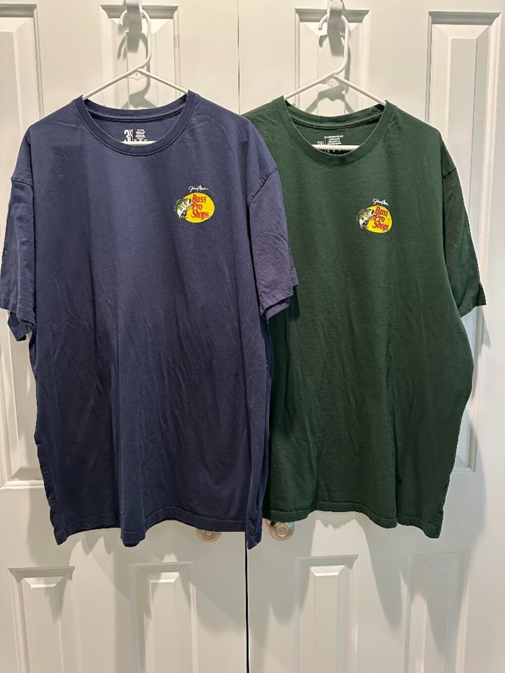 2 Bass Pro Shops 3XL Johnny Morris Signature Tee T-Shirt Bundle Navy & Green